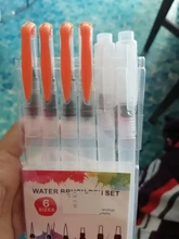 3/6 Uds recargable marcadores cepillo de pintura pincel de con depósito de agua para acuarela portátil suave acuarela cepillo pluma pincel de pintura dibujo arte suministros