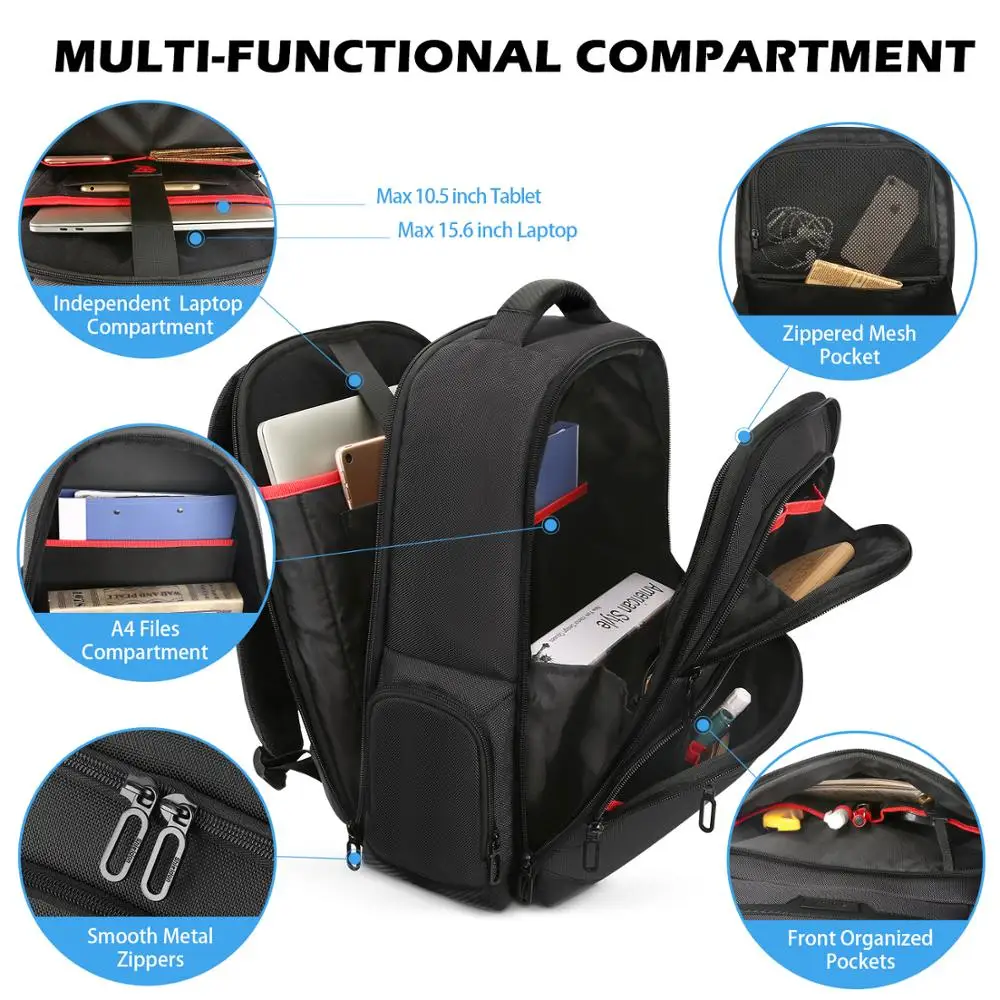 SHIELDON Противоугонный рюкзак для ноутбука, прочный бизнес 15,6-дюймовый рюкзак для ноутбука 19L, водонепроницаемая сумка для переноски