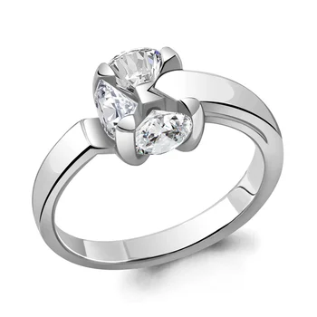 

Silver ring with cubic zirconia and nanosapphire blue.