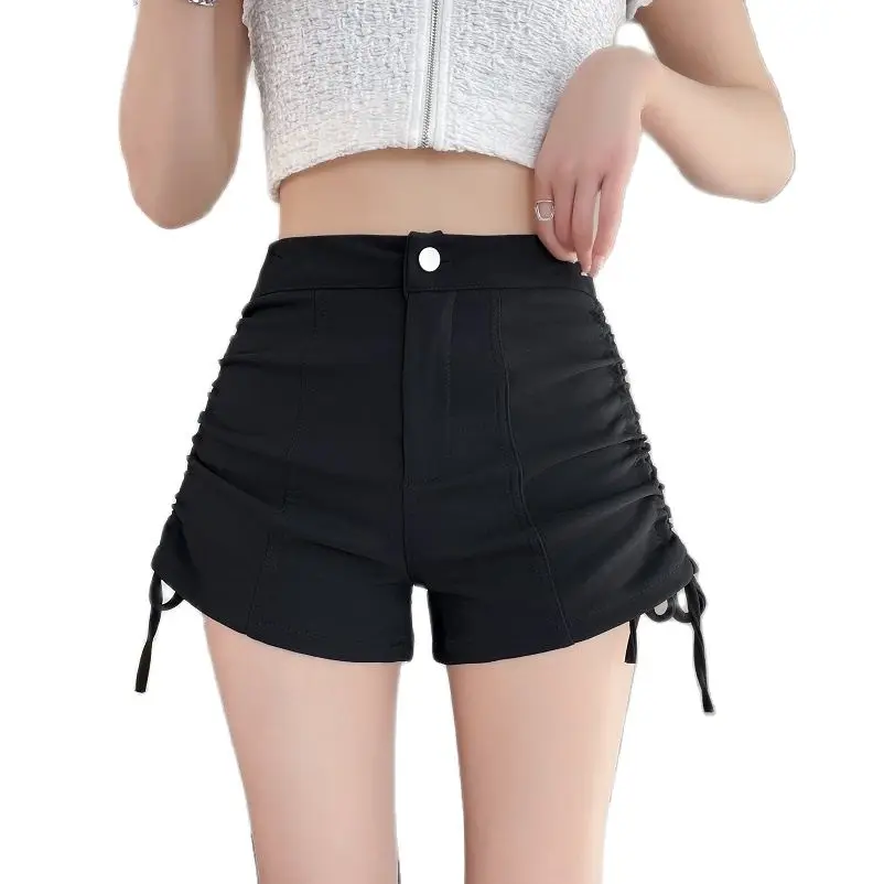 

female shorts high-waisted drawcord