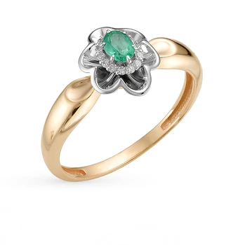 

Gold ring with emeralds and diamonds sunlight sample 585