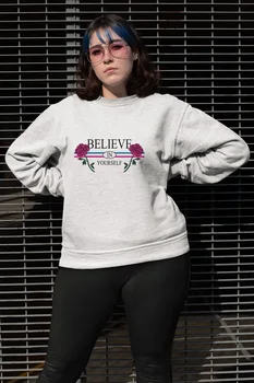 

Angemiel Wear Believe Yourself In White Women Sweatshirts
