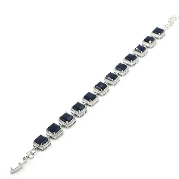 

11x11mm New Designed 21.6g Created Tanzanite White CZ Gift For Woman's Silver Bracelet 8.0-8.5inch