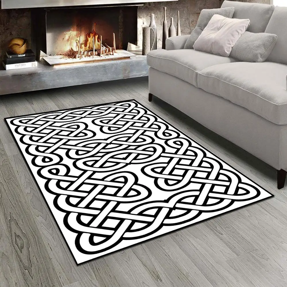 Else, черный, белый, этнический геометрический, Аутентичные веревки, 3d принт, нескользящая микрофибра, для гостиной, современный ковер, моющийся коврик