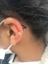 Pendientes de Clip de hoja de oro para mujer, sin Piercing, Puck Rock, Vintage, cristal, estrella, joya para oreja, regalos de joyería para niña