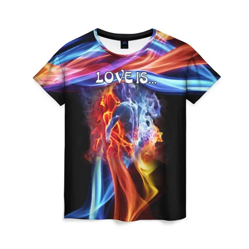 Женская футболка 3D Поцелуй двух стихий | одежда