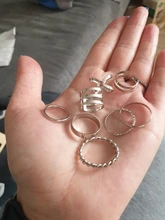 KISSWIFE-Juego de 8 anillos de color dorado para mujer, diseño redondo simple, hecho a mano, anillo geométrico, regalos de joyería para mujer