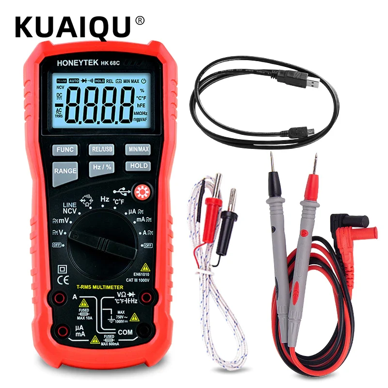 Цифровой мультиметр KUAIQU HK68C USB измеритель истинных среднеквадратичных значений