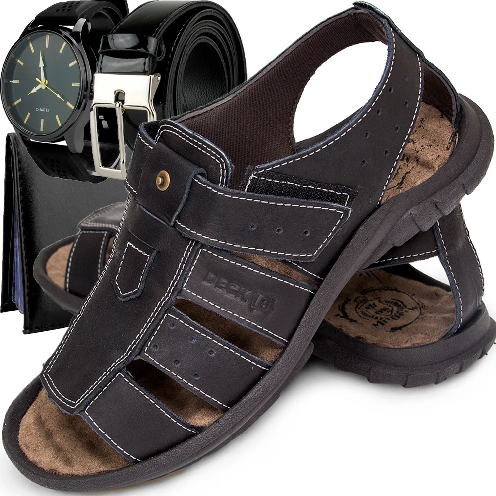 Lightweight and Comfortable Men's Sandals with Leather Velcro Wayboots