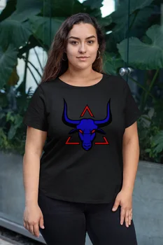 

Angemiel Wear Bull Bull Black Women Cotton Large Size T-Shirt