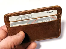 GENODERN-tarjetero de cuero genuino para hombre y mujer, Cartera de piel de vaca delgada, tarjetero pequeño