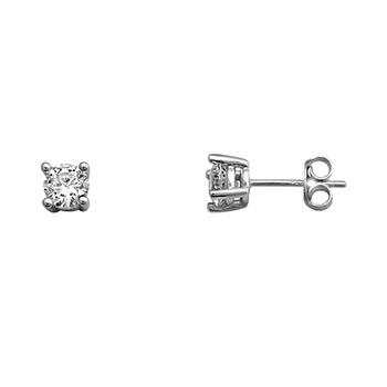 

925 Sterling silver earrings m. Rhodium cubic zirconia 5mm. [AA3774]