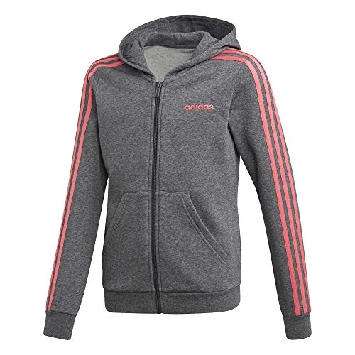 adidas essentials 3 stripe full zip hoodie