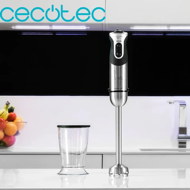 Cecotec Batidora de mano Powerful Titanium 1000 Full. 1000 W pie XL, 21  niveles y Turbo.Recubrimiento de Titanio, Accesorios