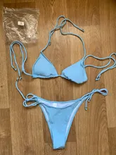 Bikini de banda para mujer, traje de baño Sexy liso sencillo de Material especial, bañador Bandage rosa/amarillo/Negro/Blanco/rojo/azul