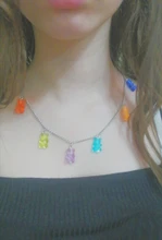 Mini collar de oso de goma para mujer, Color caramelo, regalos de Navidad, collares colgantes de estrella, joyería para mujer, Bisutería