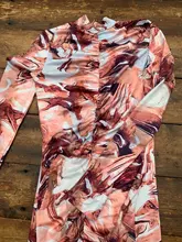 OrangeA-vestido entallado de manga larga para mujer, vestido de fiesta con estampado estético fruncido, elástico, informal, moda, trajes ajustados de cuello alto