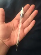 Pluma de cera para punteo de Metal acrílico, dos cabezales, diamantes de imitación, recolector de gemas de cristal, tachuelas artísticas para uñas, 1 unidad