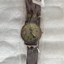 Reloj de pulsera de cuarzo Vintage para hombre y mujer, pulsera de cuero de vaca, de cuarzo, a la moda, 04 X