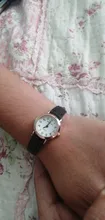 Relojes de pulsera de oro rosa para mujer, pulsera pequeña de cuero, regalo para niña