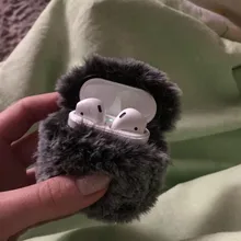 Ear-Fur-Case Capa Carabiner Plush-Cover Apple Airpods Rabbit Soft Wireless for 1-2/Wireless/Charging-fluffy-box