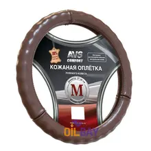 Оплетка на руль(размер M(37-39 см), коричневый/черный)(натуральная кожа) AVS GL-665M