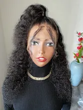 Pelucas de cabello humano con encaje frontal para mujeres negras peluca rizada de ondas profundas hd, bob frontal, pelo largo afro brasileño de 30 pulgadas, peluca de agua completa
