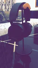 Headphone-Stand Base Gaming-Headset-Holder Wood Black with Solid Metal for Table-Desk-Display
