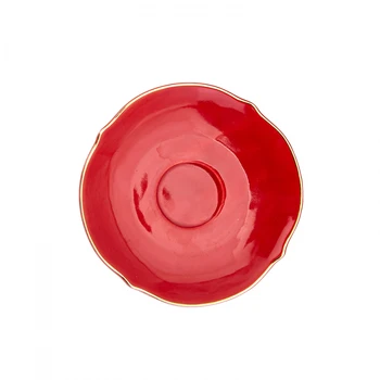 

Karaca Viny Red Porcelain Turkish Coffee Cups Boxed Set with 2 Cups and 2 Saucers Tea Coffeeware Glass Traditional Drinkware