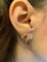 Bamoer-pendientes de esmalte rojo pez para mujer, Plata de Ley 925, pendientes de tuerca Koi para Primavera, joyería de plata SCE812