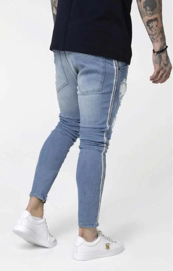SikSilk с низкой посадкой Denims-промытый синий