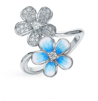 

Silver ring with cubic zirconia and sunlight enamel sample 925