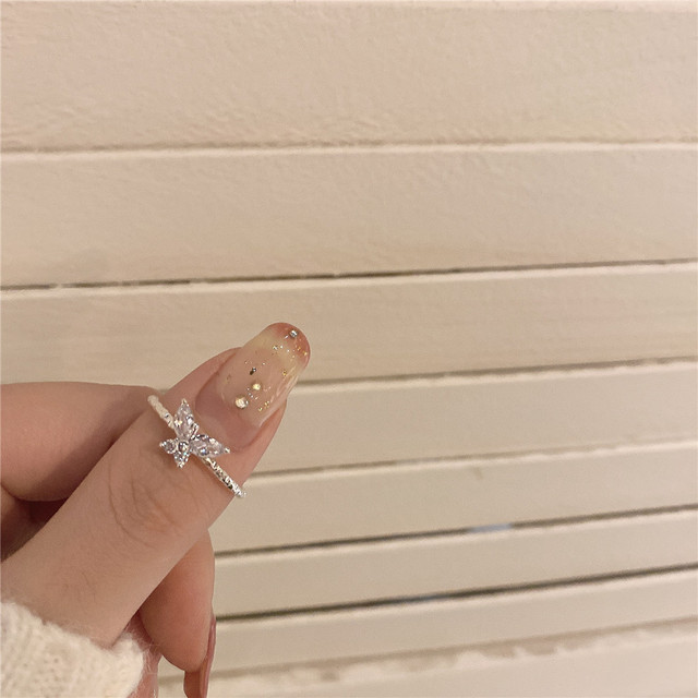 Butterfly Ring For Women Hollow Rhinestone Sparkling Open Adjustable Exquisite Ring Engagement Party Gift Fashion Jewelry