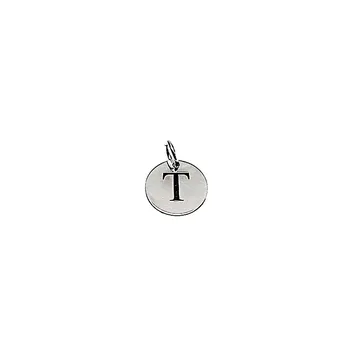 

Pendant 925 sterling silver m smooth 12mm. Disc letter T Open handle [AA7768]