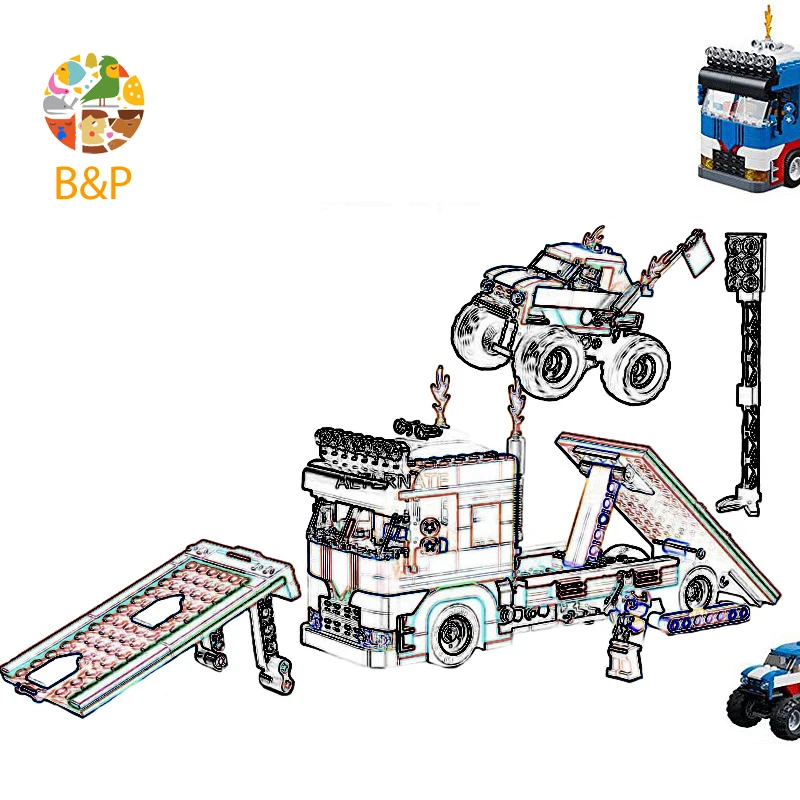 

31085 593pcs Creative 3in1 Mobile Stunt Show Creator Model Educational DIY Toy For Children 11054Building Block Gift