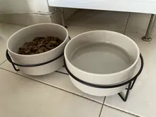 Cuenco de cerámica doble para alimentación de perros y gatos, dispensador de agua con soporte elevado, Gato, producto # P007