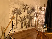 3d Wallpaper Mural Sofa-Background-Walls Rainforest Tropical Sketch Nordic Black White