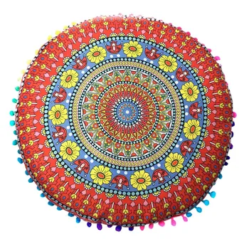 

Retro Pillow Case Indian Mandala Floor Pillows Round Bohemian Cushion Pillows Cover Case Color Textile Pillowcases 80*80CM