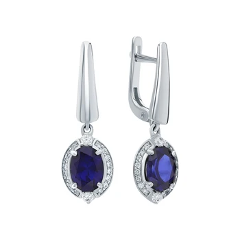 

Silver earrings with sapphires and cubic zirconia sunlight