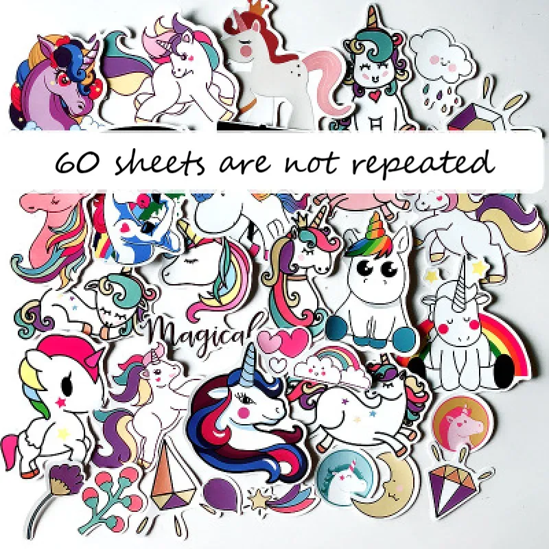 Новые 60 милые граффити наклейки единорога наклейки для тела Мультяшные персональные автомобильные компьютерные скейтборды Чехол для гитары наклейки