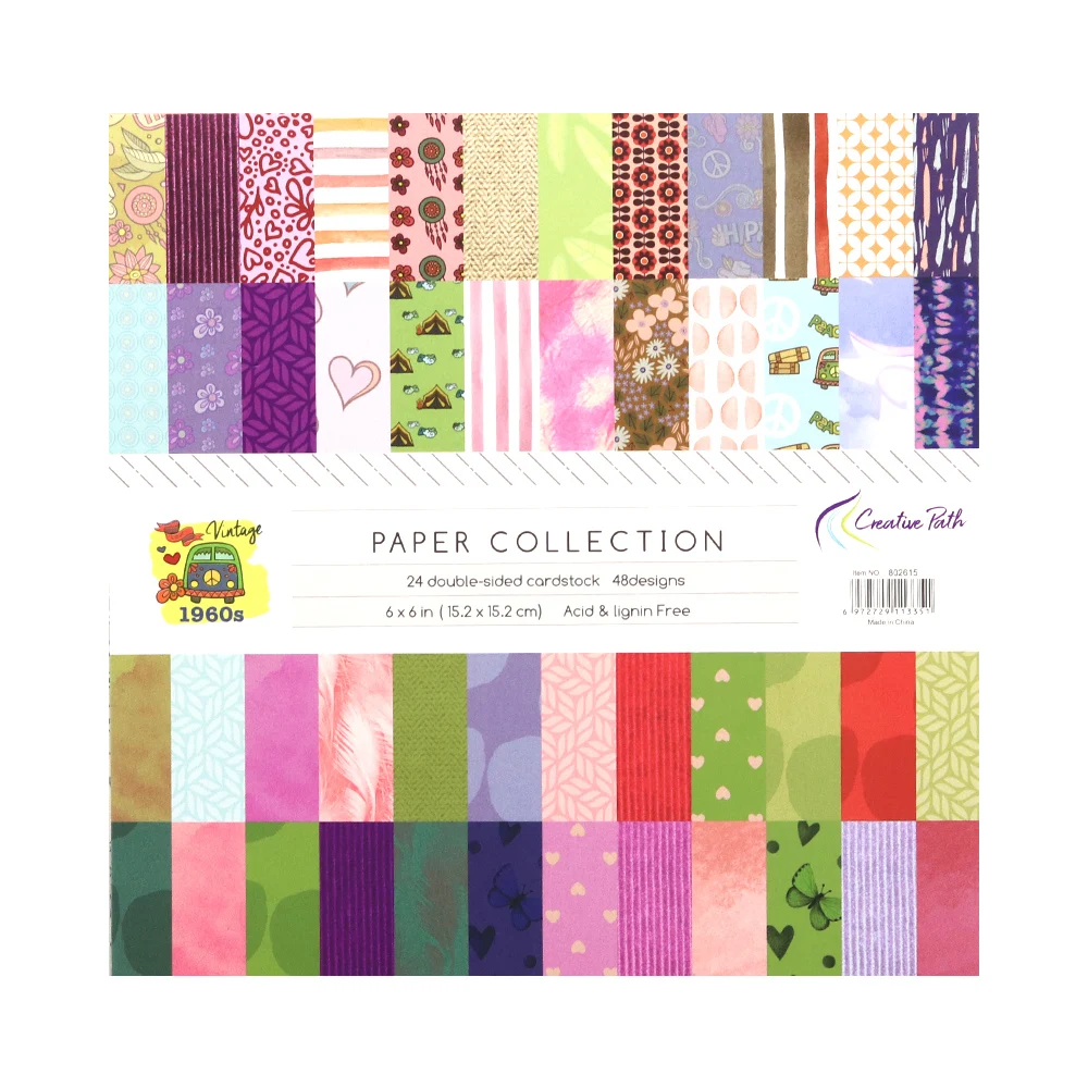 The Creative Path 6"x 6 Inch Scrapbooking Paper Pattern Pad 24 Sheets Crafts Background Pack Acid Free Cardmaking Embellishments