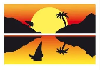

A4 "Sunset on the island" coloring page-color sand with sequins hatber rp4bl _ 17002