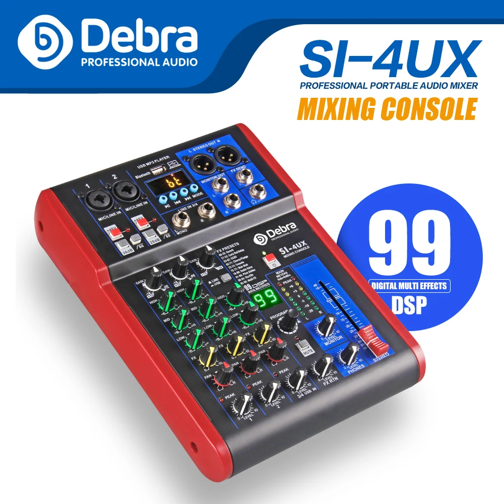 Чистый звук! Дебра аудио Pro 4 канала USB миксер с 99 DSP цифровой эффекты реверберации