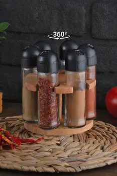 

Joy Kitchen Sofia 6-Piece Rotating Spice Set - Black Cover 1 Wooden Stand And 6 Glass Spice / from Turkey Free Shipping