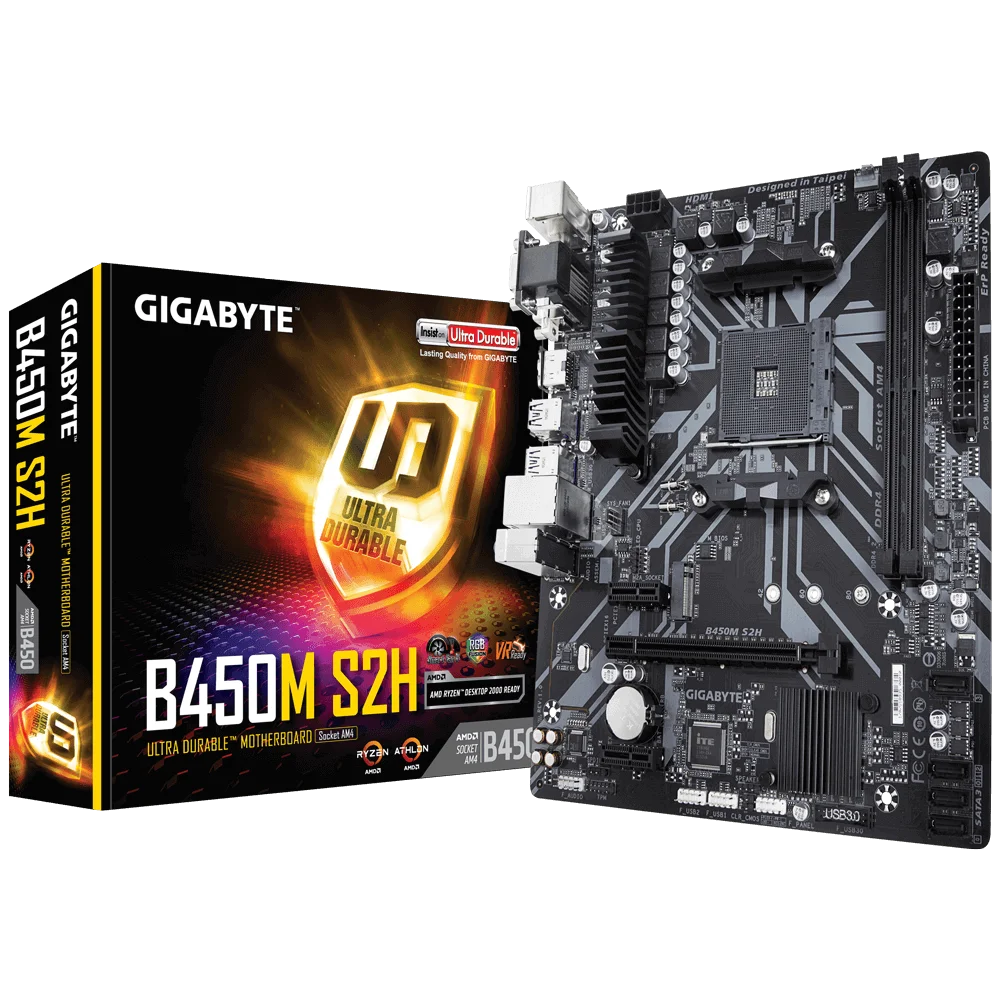 Материнская плата GIGABYTE B450M S2H, SocketAM4, AMD B450, mATX