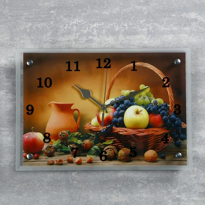 Wall Clock, Series kitchen, Basket of Fruit, 25 х35 cm, mixWall