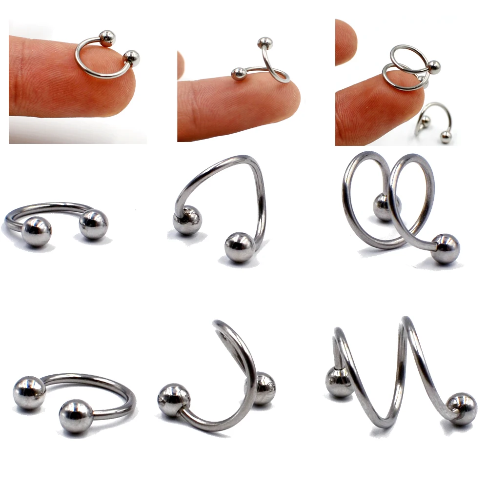 

Surgical Steel Horseshoe circular Barbell Ring Twister Barbell Ring Nose Ring Labret Lip Ring Ear Tragus Carliage Helix Earring