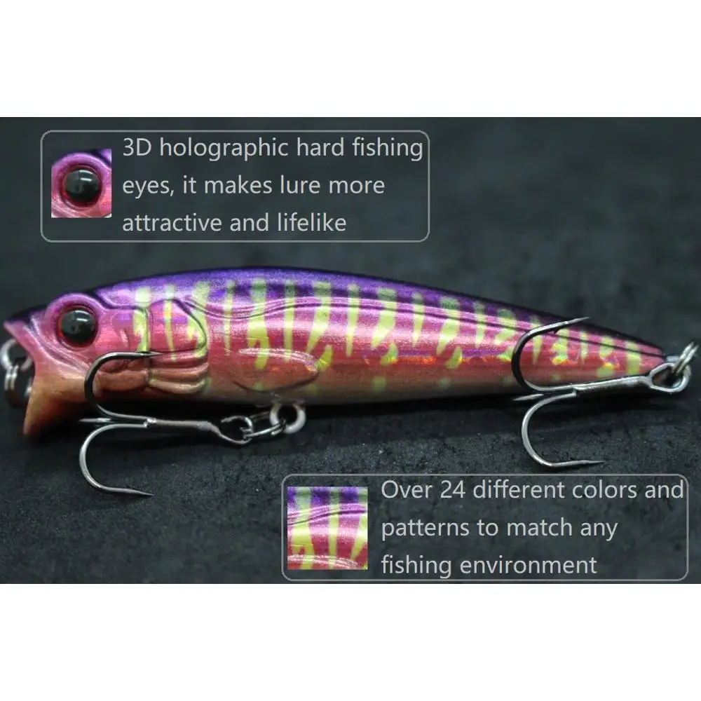 wLure Fishing Lure  7.5cm 9.5g Topwater Popper Walking Lure ZigZag Action Floating Bait 3D Hard Eyes W751