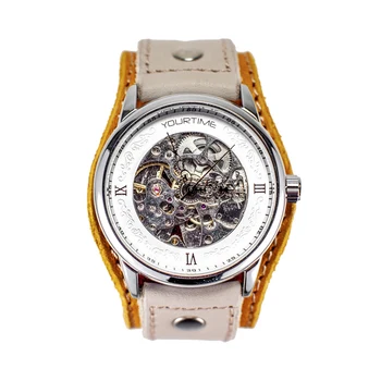 

Watch skeleton YOURTIME Mandarin Women wide leather strap handmade