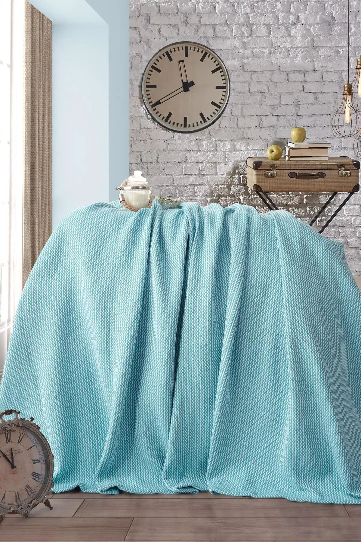 

100 Cotton Four Seasons Blanket Double Bed | Turquoise